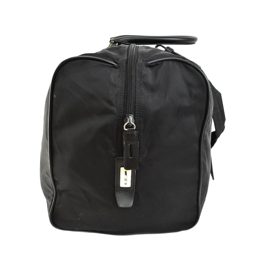 PRADA: Black, Tessuto Nylon & Saffiano Leather Duffel/Weekender Bag (su) - Picture 5 of 12